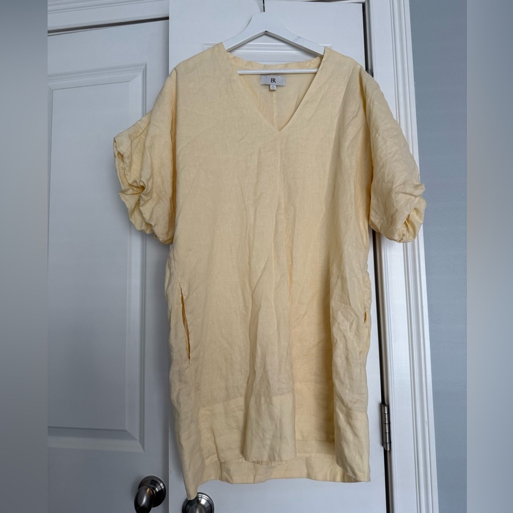 Banana Republic butter yellow linen dress